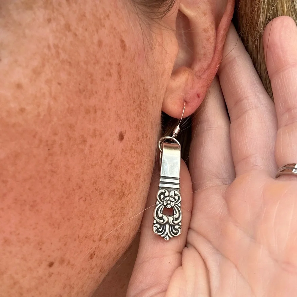 Handmade Silverware Earrings - Picture 2 of 6